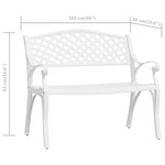 ZNTS Garden Bench 102 cm Cast Aluminium White 317746