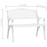 ZNTS Garden Bench 102 cm Cast Aluminium White 317746