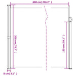 ZNTS Retractable Side Awning Dark Green 200x600 cm 4004560