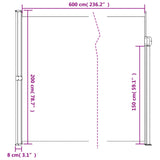 ZNTS Retractable Side Awning Dark Green 200x600 cm 4004560