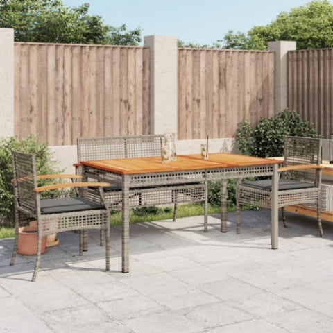 ZNTS 5 Piece Garden Dining Set with Cushions Grey Poly Rattan 3213577