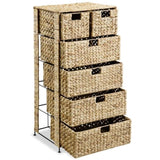 ZNTS Storage Unit with 6 Baskets 47x37x100 cm Water Hyacinth 245493