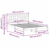 Bed Frame with Headboard Brown 140 x 190 cm Solid Pine Wood 872236