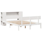 ZNTS Bookcase Bed without Mattress White 150x200 cm King Size Solid Wood Pine 3321777