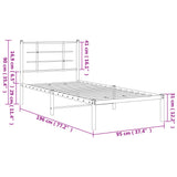 Metal Bed Frame without Mattress with Headboard Black 90x190cm 355553