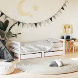 Kids Bed Frame with Drawers White 80x160 cm Solid Wood Pine 834445
