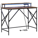 Desk with Shelf Smoked Oak 100 x 50 x 86.5 cm Engineered Wood 859397