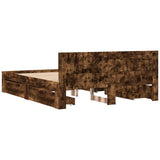Bed Frame with Headboard without Mattress Smoked Oak 160x200 cm 3295552