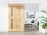 Sliding Door Natural and White 90 x 210 cm Solid Pine Wood 3445185