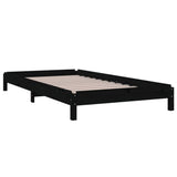 Stack Bed without Mattress Black 75x190 cm Small Single Solid Wood Pine 820411