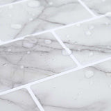Subway Tile 50 pcs White Marble 30 x 30 cm Polyurethane and PET 42046131