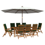 9-Piece Garden Dining Set Natural Solid Acacia Wood 3434589