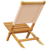 Folding Garden Chairs 6 pcs Beige Fabric and Solid Wood 3214647