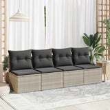 2 Piece Garden Sofa Set with Cushions Light Grey Poly Rattan Acacia 3325238