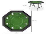 8 Player Folding Poker Table, Portable Octagon Blackjack Table with Cup Holders with Cup Holders, T3398P377380