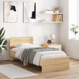 Bed Frame without Mattress with LED Lights Sonoma Oak 90x200 cm 838808