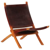 Folding Relaxing Chair Dark Brown Real Leather 356375