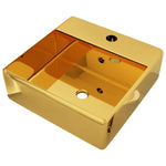 Wash Basin with Overflow 41x41x15 cm Ceramic Gold 143478