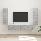 TV Cabinet Set Wall-mounted 4 pcs Concrete Grey Engineered Wood 3409036