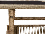 Garden Table Beige 100 x 55 x 37 cm PE Rattan and Glass 42035138