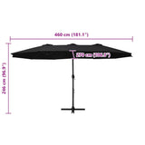 Garden Parasol with Aluminium Pole 460x270 cm Black 47302