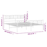 Metal Bed Frame without Mattress with Footboard White 193x203cm 372252