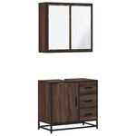 ZNTS 2 Piece Bathroom Furniture Set Brown Oak Engineered Wood 3300899