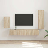 TV Cabinet Set Wall-mounted 4 pcs Sonoma Oak Engineered Wood 3409008