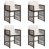Garden Chairs with Cushions 4 pcs Brown Poly Rattan 365037