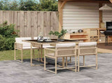 5 Piece Garden Dining Set with Cushions Beige Poly Rattan 3211438