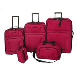 Five Piece Travel Luggage Set Red 90155