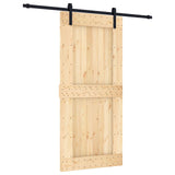 Sliding Door Natural and Black 95 x 210 cm Solid Pine Wood 3444921