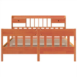 ZNTS Bed Frame without Mattress Wax Brown 180x200 cm Super King Solid Wood Pine 3323253