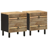 Bed Cabinets 2 pcs Black 40x33.5x46 cm Solid Rough Wood Mango 4018627