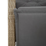 3 Piece Bistro Set with Cushions Beige Poly Rattan 3212591