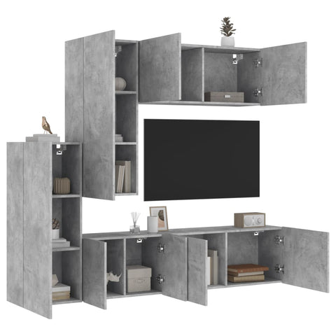 ZNTS 5 Piece TV Wall Units Concrete Grey Engineered Wood 3216492