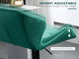 Bar Stools Set Of 2, Velvet-Touch Barstools with Metal Frame Footrest and Adjustable Height, Green T3398P328166