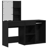 LED Dressing Table Set with Drawer Black Oak 140 x 40 x 140 cm 3333045