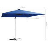 Cantilever Garden Parasol with LED lights and Steel Pole 250x250 cm Azure Blue 46997