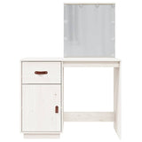 Dressing Table with LED White 95x50x133.5 cm Solid Wood Pine 820093
