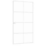 Interior Door White 102x201.5 cm Tempered Glass&Aluminium Slim 153673