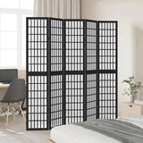 Room Divider 5 Panels Black Solid Wood Paulownia 358775
