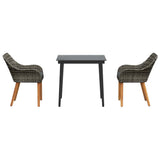 Garden Dining Set with Cushion 3 pcs Grey Poly Rattan 3261677