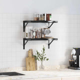 Wall Shelves 2 pcs 50x30 cm Black Stainless Steel 30294