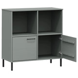 Bookcase with Metal Legs Grey 90x35x90.5 cm Solid Wood OSLO 351016