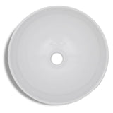 Bathroom Basin with Mixer Tap Ceramic Round White 275494