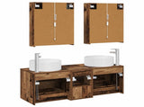 Bathroom Furniture Set 5 pcs Old Wood Engineered Wood and Glass 3407093