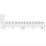 Bed Frame with LED White 137 x 190 cm Engineered Wood 3402851