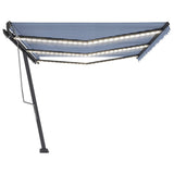 Manual Retractable Awning with LED 600x300 cm Blue and White 3069801