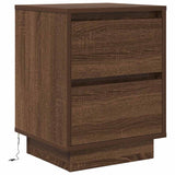 ZNTS Bedside Cabinet with LED Lights Brown Oak 38x34x50 cm 861295